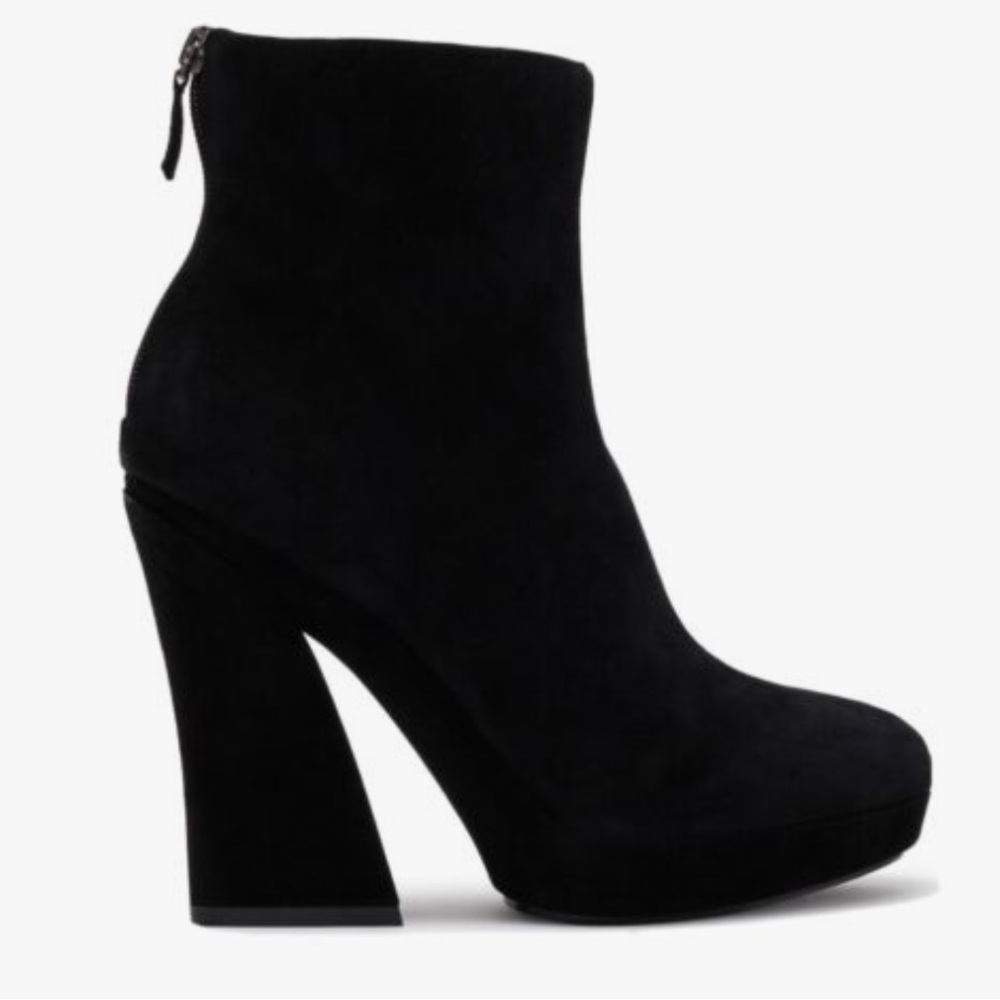Alice+Olivia Suede Platform Heeled Booties Boots Black Size 8.5